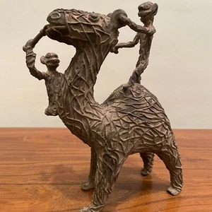 Old antique tribal figurine animal figures, Brass Tribal statue Man riding camel - Picture 1 of 8
