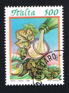 ITALIA 1 FRANCOBOLLO I CIBI ITALIANI VINO BIANCO 1996 timbrato (BI612) - Foto 1 di 1