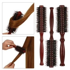 Tool Wooden Round Hair Brush Styling Brush Boar Bristle Round Brush Hairbrush - Picture 1 of 15