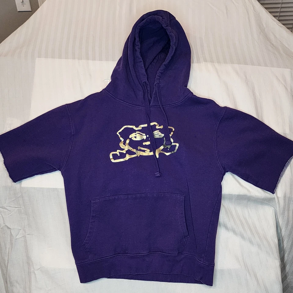 Винтажная женская толстовка с капюшоном 90-х с вырезом рукава средний мешковатый искусственно состаренный стиль - Изображение 1 из 4