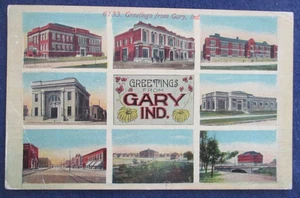 1913 Gary Indiana MUlti View Greeting Postcard & Cancel - Picture 1 of 2