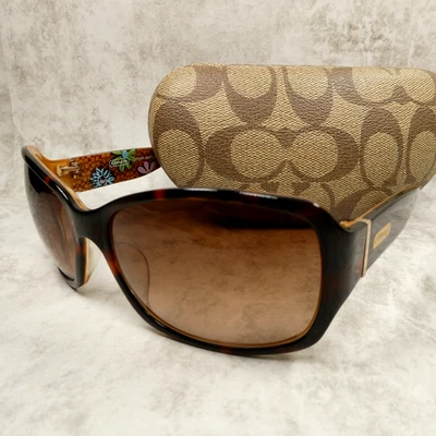 Gafas de sol Coach Tortoise marrón degradado envolventes con estuche - Peonía S471 59-16-125 Foto 1 de 4
