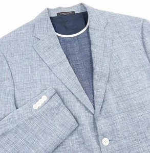 Corneliani Linen Blazer Jacket Men's US 48 R Blue Leader Soft Wool Silk Flax - Picture 1 of 18