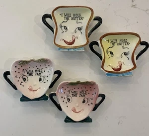 Vintage Gelee & Butter Halten Geschirr Mini Set (4) Tisch Teller 3 Zoll - Bild 1 von 11
