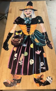 Rare Vintage Halloween Die Cut Dennison Life Size 68" Jointed Witch Hanging - Bild 1 von 16