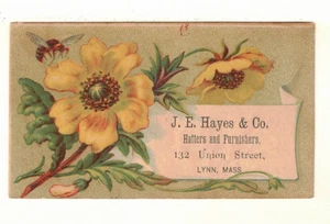 c1880 Ad Card: J.E. Hayes & Co – Hatters & Furnishers – 132 Union St – Lynn, MA - Picture 1 of 2