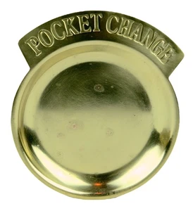 Vintage Brass "Pocket Change" Trinket Coin Key Tray 5-1/2" x 4-7/8" SHIPS FREE - Picture 1 of 6