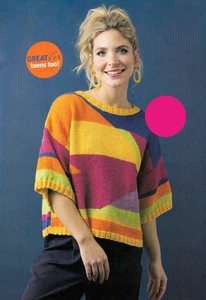 KNITTING PATTERN T-SHIRT TOP 71-137cm COLOURBLOCK RIBBED BOXY DK SKM M8A - Picture 1 of 1