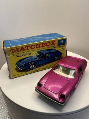Matchbox Superfast No5 Lotus Europa Pink Thin Wheels Box End Flap Missing - Image 1 of 4