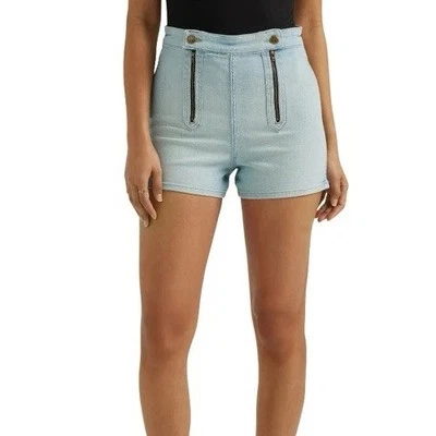 Lee Heritage 高腰双拉链前灯水洗蓝色牛仔复古短 12 米 — 第 1/4 张图片