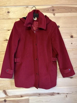 Abrigo St Johns Bay Mezcla Lana Cachemira Guisante Rojo Forrado Chaqueta L/XL Invierno Preppy Foto 1 de 4