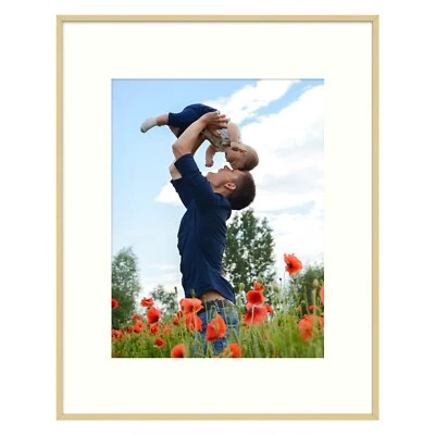 Marco de fotos de metal de aluminio con alfombrilla para cuadros montaje en pared vidrio real Foto 1 de 4