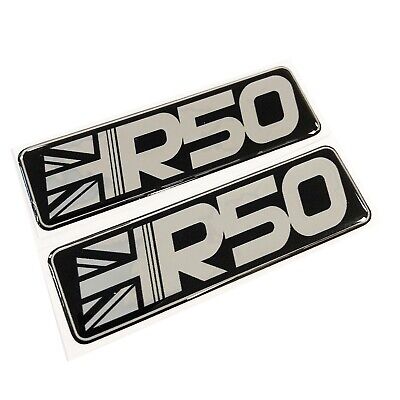 X2 R50 Union Jack Car Chrome 3D Domed Gel Decal Badge Wing Fits Mini Cooper One • 9.70€