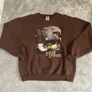 Vintage Jerzees Wildlife Sweatshirt Weißkopfseeadler Empire - mittelbraun 90’s - Bild 1 von 7