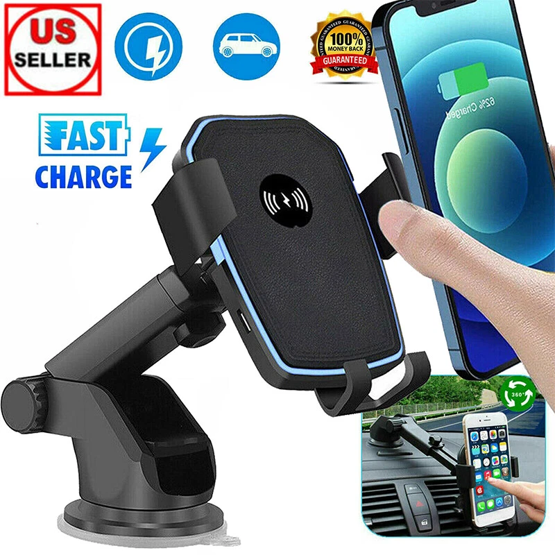 Fast Charge Wireless Charger Phone Holder Car Mount Windshield Dash Air Vent USA - Image 1 of 4