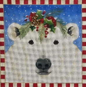 Needlepoint Handpainted Raymond Crawford Polar Bear 12" - Picture 1 of 1