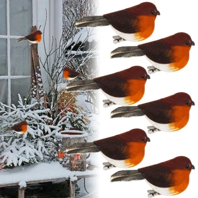6/12pcs Clip On Christmas Robins Decoration Cute Festive Xmas Tree Bird Durable - Image 1 of 4