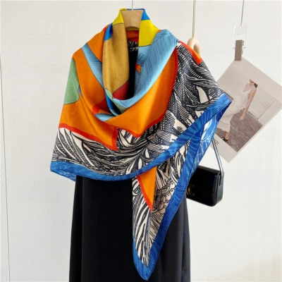 Horse Geometric Print Twill Silk Wrap Scarf Bandana Large Shawl Kerchief 53" - Image 1 of 4