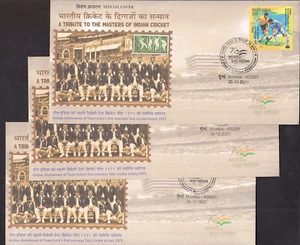 India "SPORT ~ A TRIBUTE TO MASTERS OF INDIAN CRICKET" 3 Special Covers 2021 (b) - Picture 1 of 4