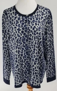 Cárdigan Suéter Madeleine Talla UK 18/20 Estampado Animal Botón Frontal Gris Marino - Imagen 1 de 5