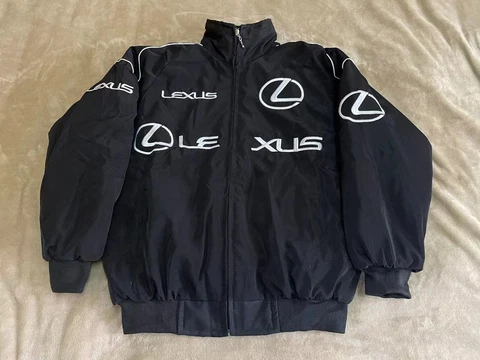 Adult F1 Vintage Racing Jacket, Ebroidered Cotton Padded , Lexus Jacket Black Cover