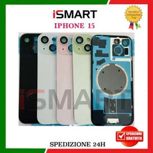 SCOCCA POSTERIORE PER IPHONE 15 VETRO BACK COVER GLASS - Foto 1 di 5