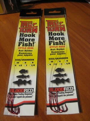 2 Packs Snelled Tru-Turn 303G Blood Red Bait Holder Fishing Hooks Size 2 - Image 1 of 4