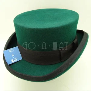 CLASSIC Wool Felt Men Top Hat Coachman Tuxedo Victorian Topper | Green | M L XL - Picture 1 of 2