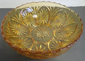 VINTAGE AMBER GLASS DISH BOWL - FLOWER PETAL DESIGN WITH SCALLOPED EDGE #2 - Picture 1 of 10