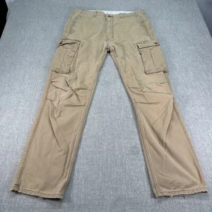 Levis Cargo Pants Mens 36x31 Khaki Canvas Outdoors Straight Distressed - Picture 1 of 9