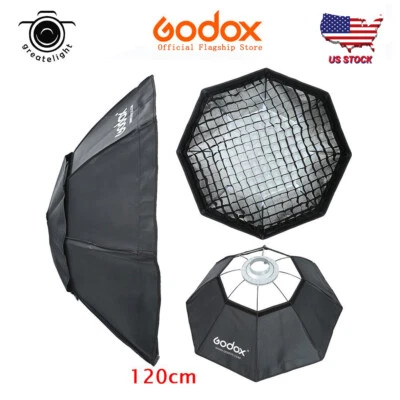 US Godox Octagon 120cm Grid Honeycomb Bowens Mount Softbox For Flash Speedlite - Image 1 of 4