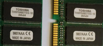 Toshiba memory modules. THMY648071EG-10   2 x 64Mb - Image 1 of 2