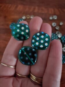 Vintage Blue Silver Polka Dot Necklace Beads Craft Jewelry Making Bead Baubles