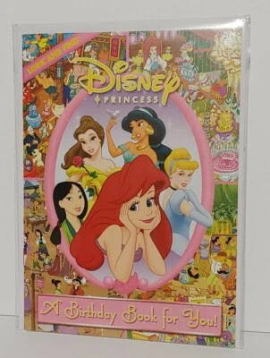 Disney Princess Birthday Greeting Card Book Look & Find w/Envelope New - Image 1 of 4