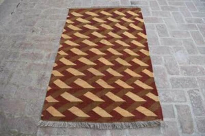 Handwoven Afghan Khotrang Area Kilim Rug 3x5 Tribal Geometric Nomadic Small Rug  - Picture 1 of 10