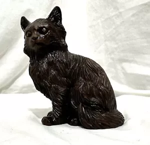 Vintage USA Red Mill Mfg Handcrafted Crushed Pecan Resin Cat Figurine - Picture 1 of 5