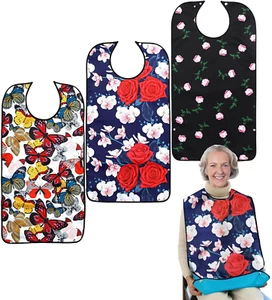 Paquete de 3 baberos reutilizables para adultos, protectores de ropa lavables - Bild 1 von 12