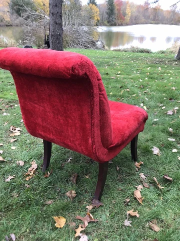 Red Velvet Vintage Slipper Chair Cover