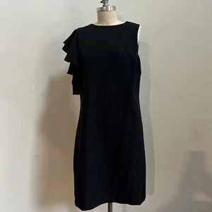 Julia Jordan - Sleeveless Ruffle Short Black Cocktail Sheath Dress, Size 14 - Picture 1 of 7