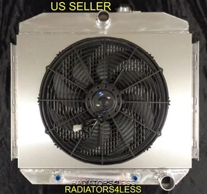 CHAMPION 4 ROW ALUMINUM RADIATOR SHROUD 16" FAN 55 56 CHEVY BEL AIR 6CYL CORE - Picture 1 of 2