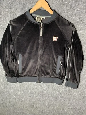 686 WOMENS sz M "BLACK VELOUR" L/S FULL ZIP-UP TRACK JACKET~ 70's 80's INSPIRED - Image 1 of 4