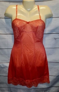 VTG St Michael 10 32" Peach Full Slip Lace Bust Nylon Mini Length 3084/616 - Picture 1 of 17