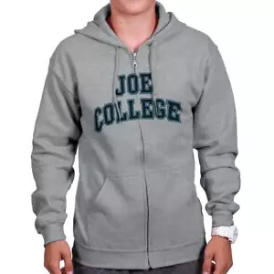 Funny Varsity Athlete Humor Joe College Joke Mens Zip Hooded Sweatshirt Hoodie - Picture 1 of 8