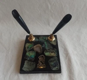 Vintage Souvenir echte Abalone Muschel Acryl Schreibtisch Stifthalter Singapur - Bild 1 von 6