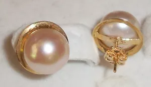 2.5g Pink Pearl Earring 14K Yellow Gold Hawaiian Hawaii Jewelry - Picture 1 of 2