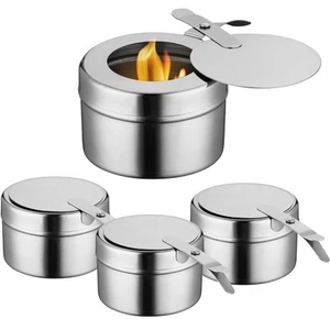 Fuel Holder for Chafer, 4PCS Stainless Steel Chafing Fuel Holder with Cover f... - Picture 1 of 9
