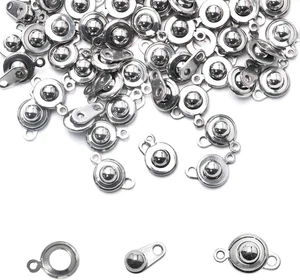 20 Sets Stainless Steel Snap Button Clasps Jewelry Connectors for Bracelets - Picture 1 of 12