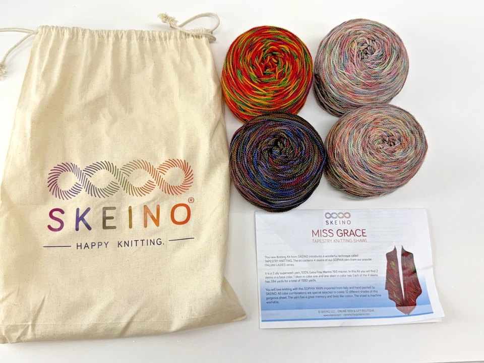 Skeino Miss Grace Shawl Kit 4 Gradient Sophia Merino Wool Yarn Skeins Rare - Image 1 of 4