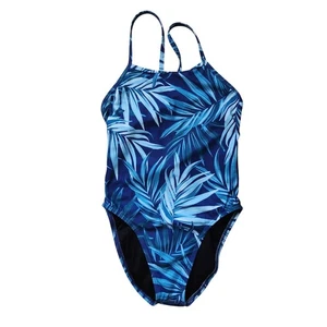 Jolyn Jackson Badeanzug Einteiler blau Palmblatt sportlich Gr. 26 (XS) UPF 50+ - Bild 1 von 4
