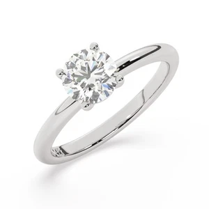 1ct Round Lab Grown Diamond Ring 14K Solid White Gold IGI Certificate 50016 - Picture 1 of 5